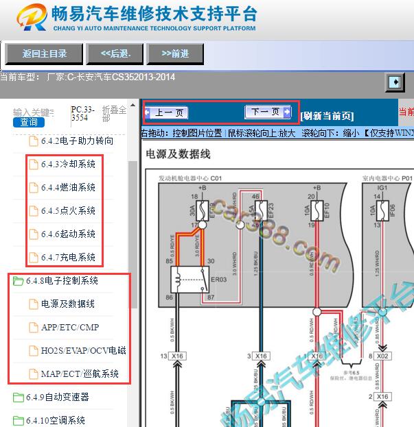 2013-2014年长安CS35发动机电路图