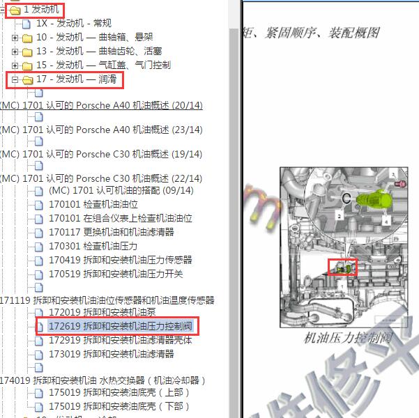 2014年保时捷卡宴机油压力控制阀位置