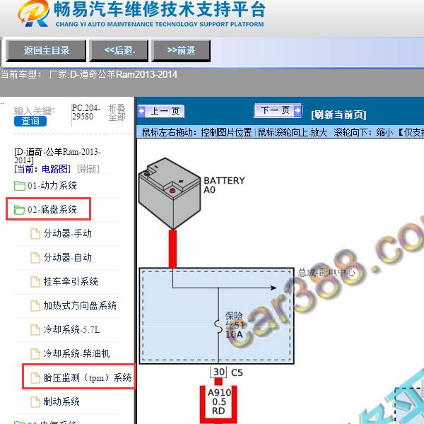 2013-2014年道奇-公羊Ram胎压电路图