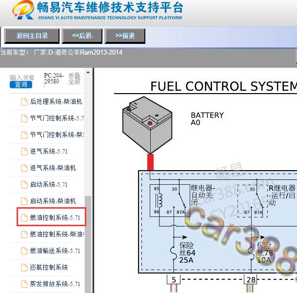 2013-2014年道奇-公羊Ram发动机系统电路图