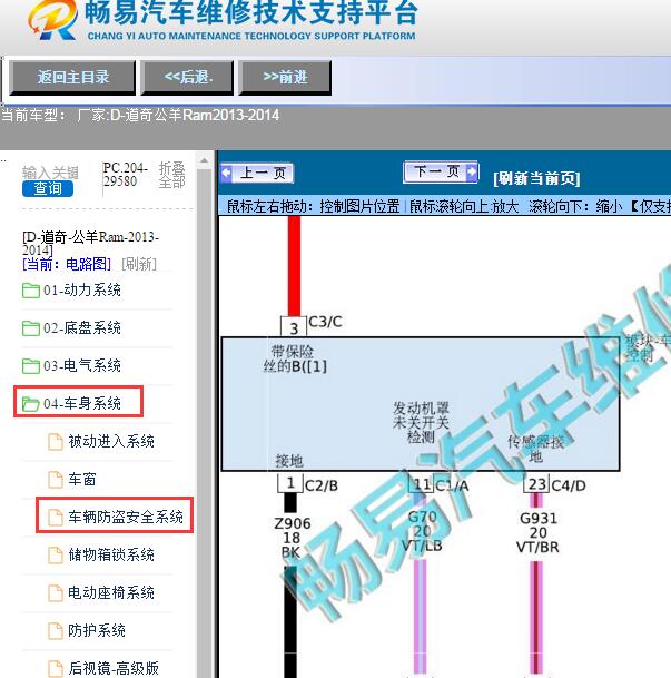 2013-2014年道奇-公羊Ram防盗遥控电路图