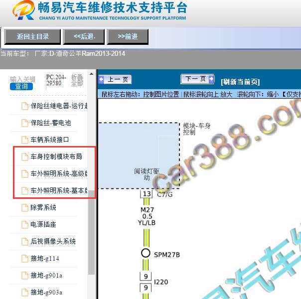 2013-2014年道奇-公羊Ram车身电脑电路图