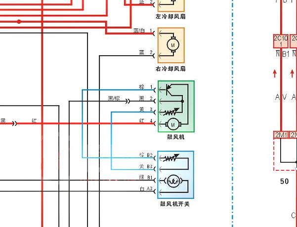 神龙富康发动机冷却风扇和空调电路图
