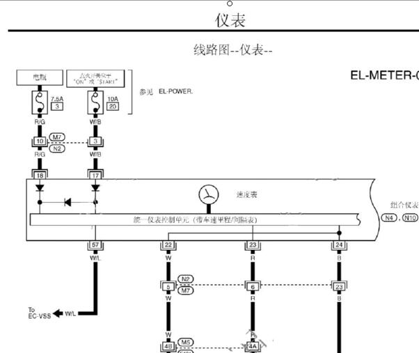 2007年郑州日产D22仪表电路图