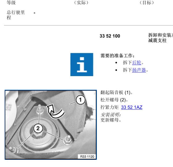 2013年宝马525LI减震器拆装与扭矩