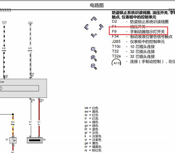 2006年大众捷达手刹指示灯电路图