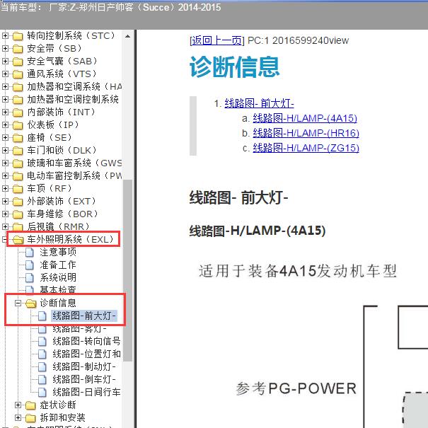 2014-2015年郑州日产-帅客（Succe）组合开关电路图