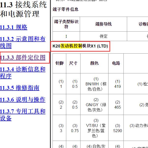 2014-2015年雪佛兰迈锐宝LTD发动机针脚