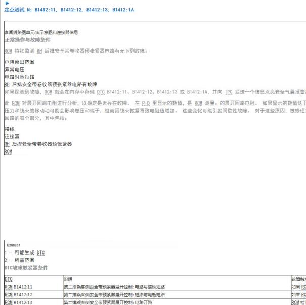 2019年福特福睿斯B1412;13故障码