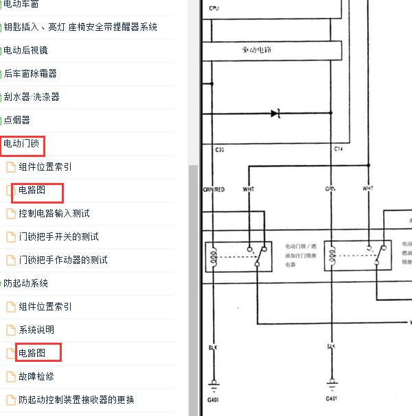 2005年本田飞度 中门门锁电路图