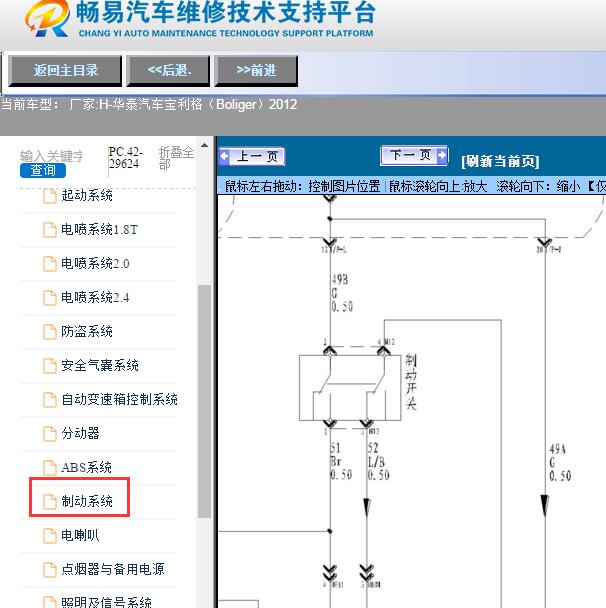 2012年华泰汽车-宝利格（Boliger）刹车开关电路图