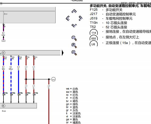 2009年大众捷达变速箱电路图