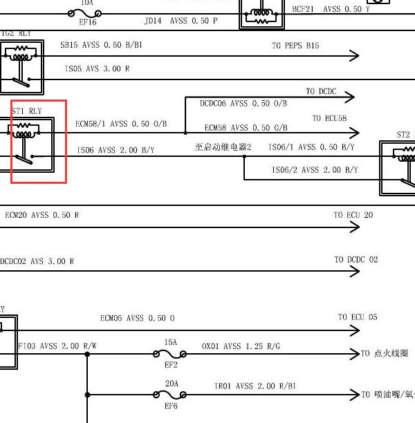 2016-2018年长安CX70 起动继电器电路图