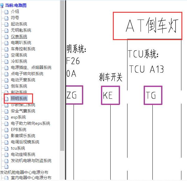 2018年长安CS75倒车灯电路图