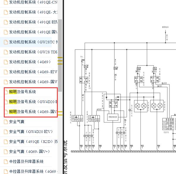 2012-2017年长城风骏5灯光电路图
