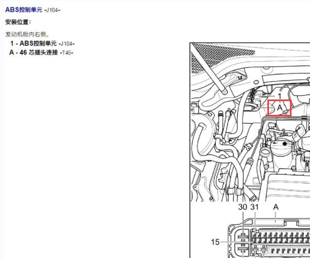 2019年大众迈腾横向和纵向加速度传感器位置