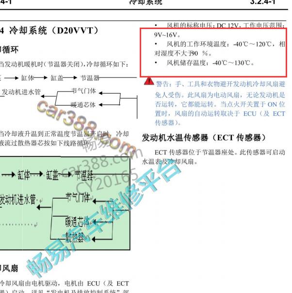 2017年长安CS75JL486发动机冷却风扇工作温度
