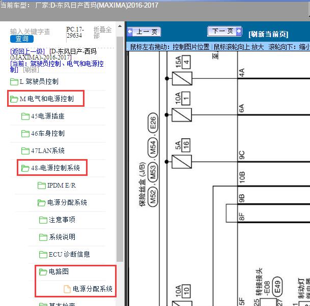 2016-2017年东风日产-西玛(MAXIMA)保险丝盒电路图