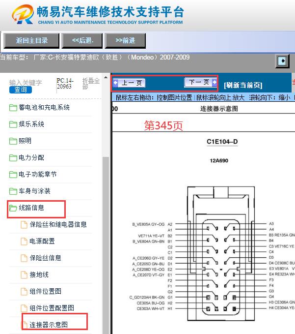 2007-2009年福特蒙迪欧发动机针脚资料