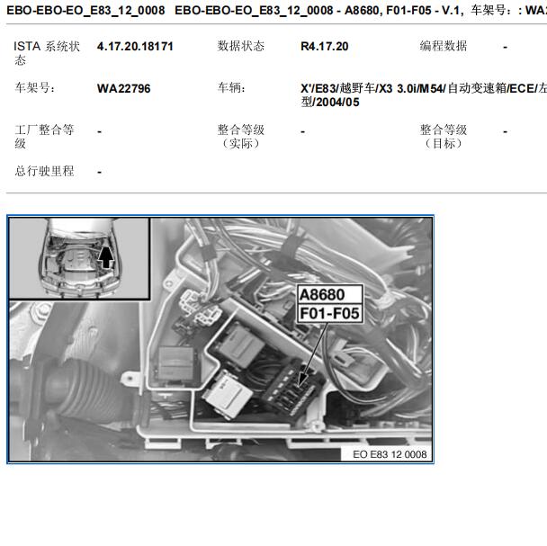 2004年宝马X3变速箱电脑保险丝电路图及位置