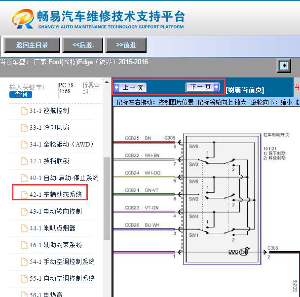 2015-2016年福特锐界电子手刹线路图