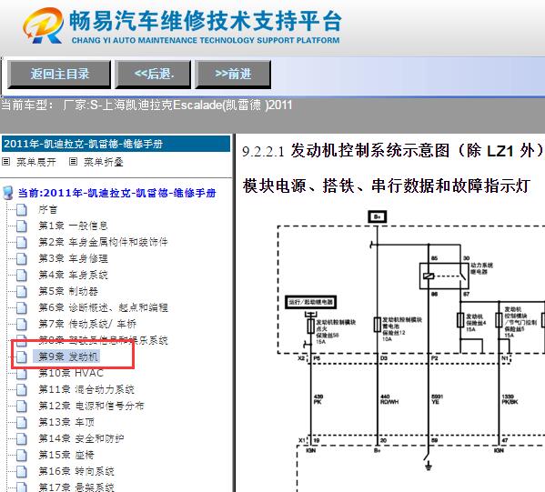 2011年凯迪拉克凯雷德发动机电路图