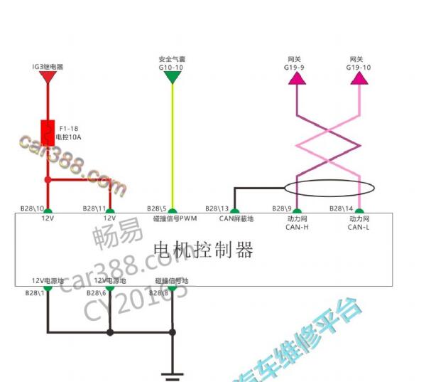 2019年比亚迪E5 电机控制器电路图