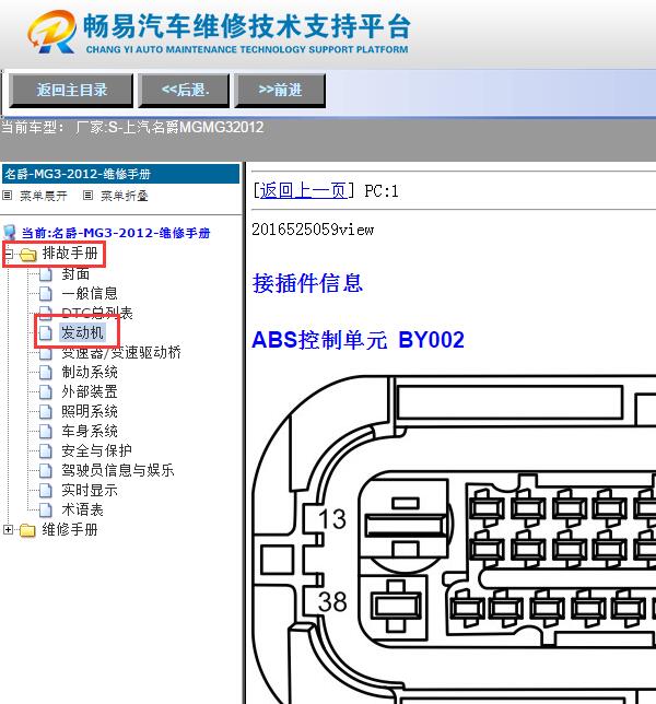 2012年名爵MG3  发动机针脚