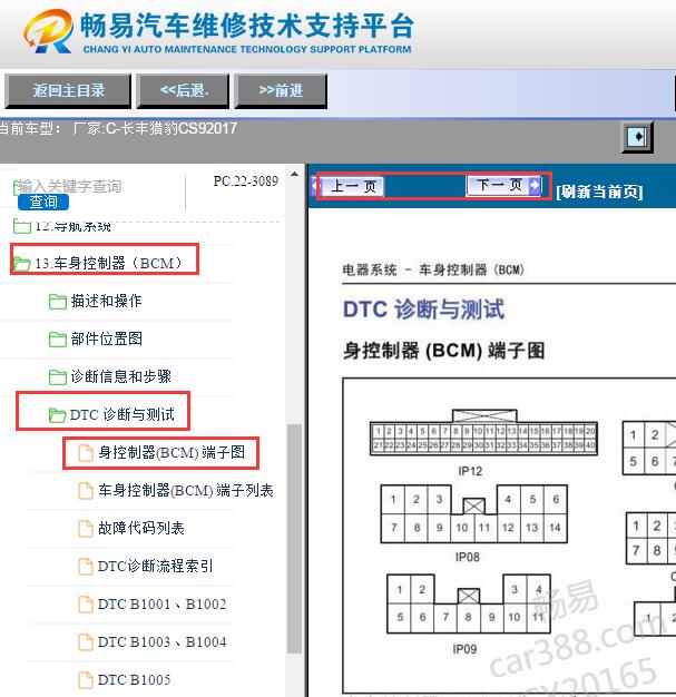 2017年长丰猎豹CS9车身电脑针脚说明