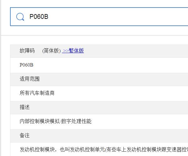 P060B故障码含义资料