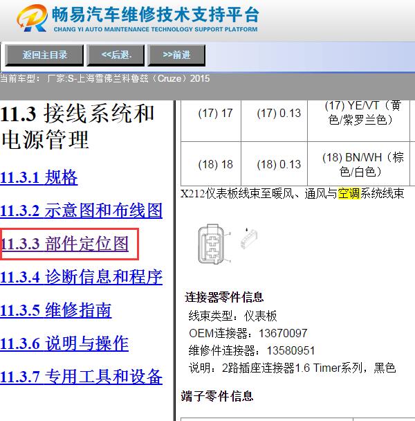 2015年雪佛兰科鲁兹空调针脚