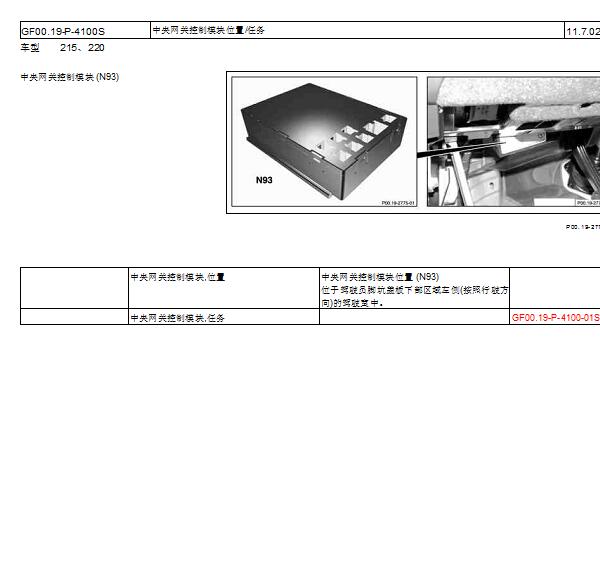2003年奔驰S350网关位置
