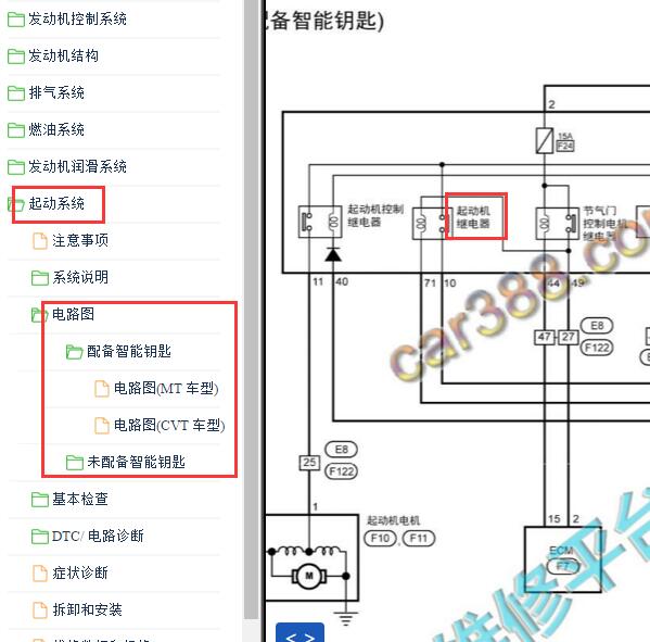 2019年东风日产-启辰D60起动继电器电路图
