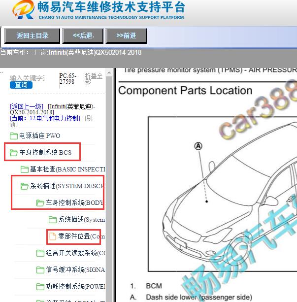 2018年英菲尼迪QX50车身电脑位置