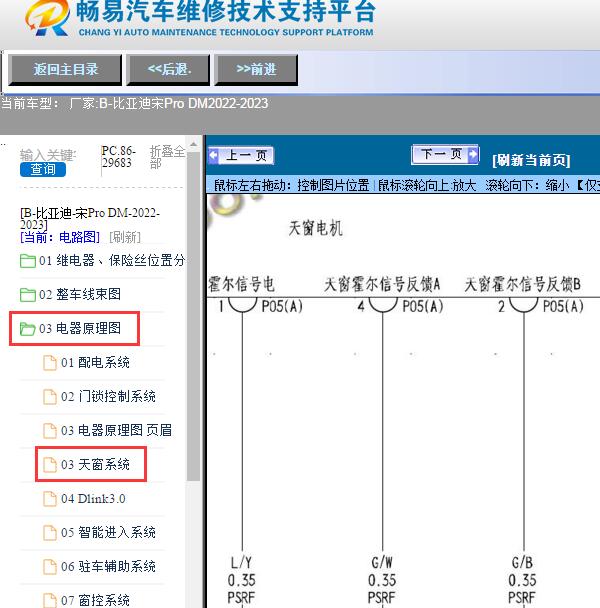 2022-2023年比亚迪-宋Pro DM天窗电路图