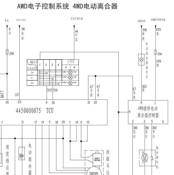 2010年长城哈弗H3四驱前桥离合器电路图