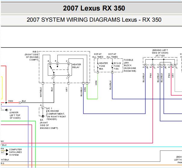 2007年雷克萨斯RX350 空调电路图.
