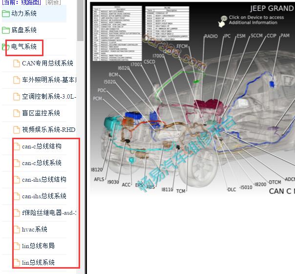 2017年吉普大切诺基发动机舱部件插头位置图