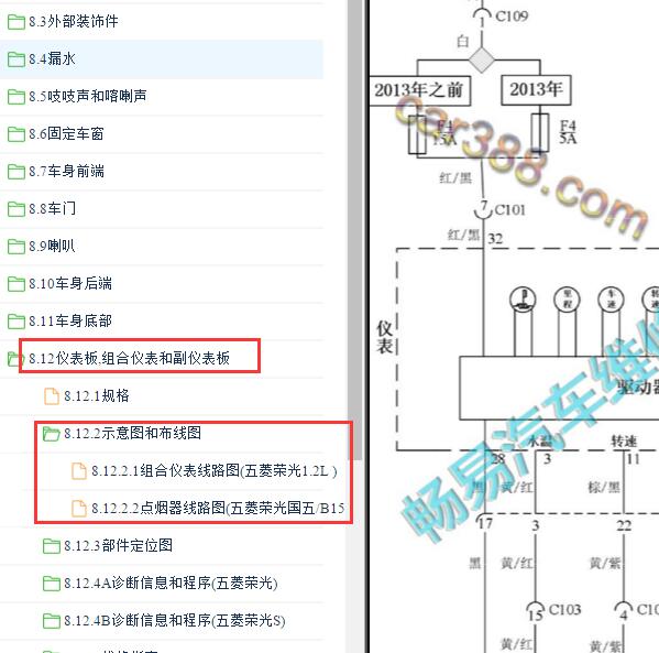 2021年五菱荣光S仪表电路图