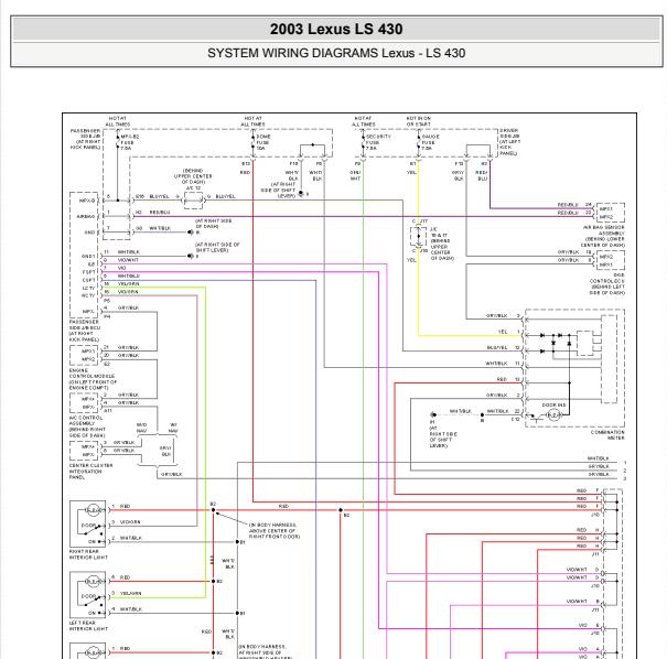 2003年雷克萨斯LS430室内灯电路图