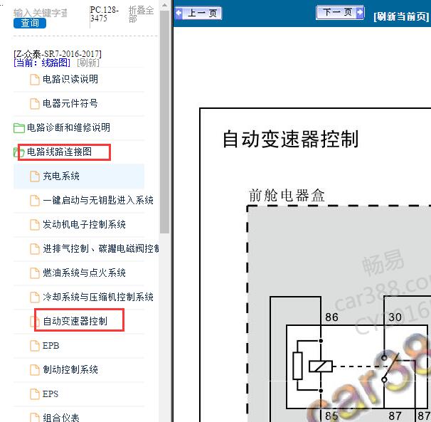 2017年众泰SR7变速箱电路图