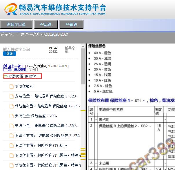 2020-2021年一汽奥迪-Q5L保险丝位置