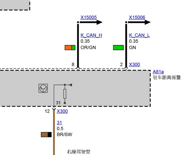 2013年宝马X1倒车雷达电路图