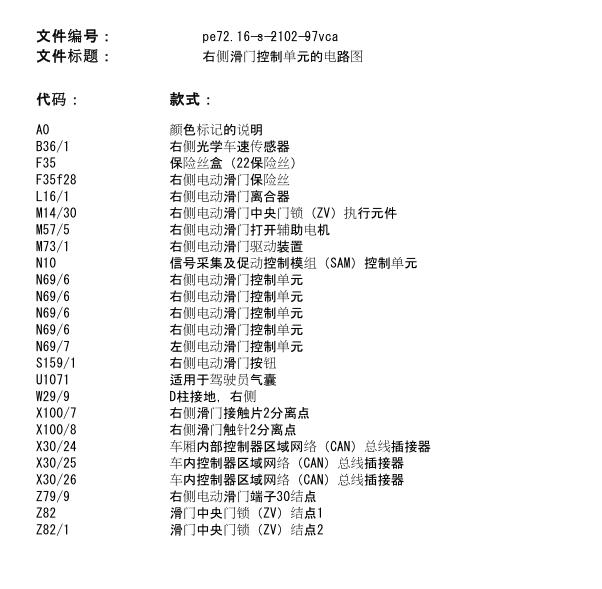 2011年奔驰唯雅诺滑动中门电路图