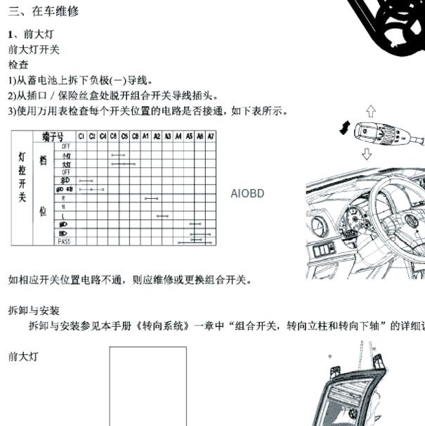 2019年瑞驰EC35照明系统维修手册
