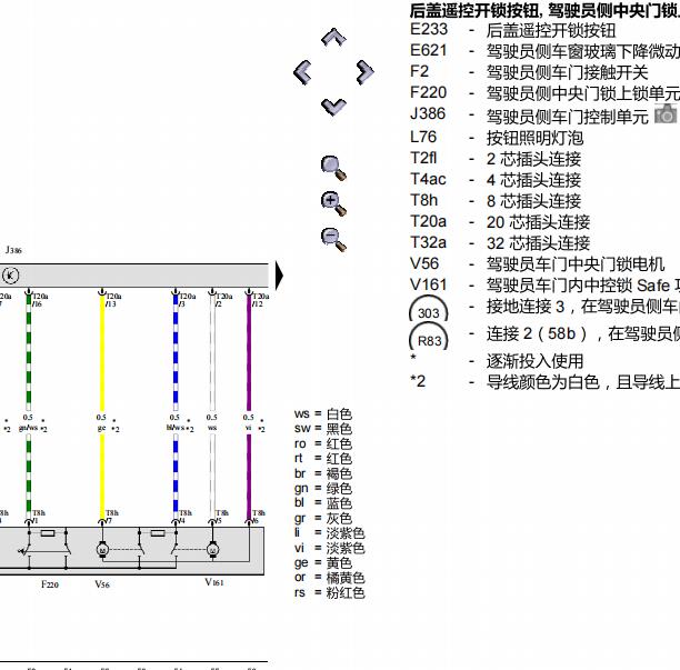 2010年大众尚酷车门模块电路图和针脚图