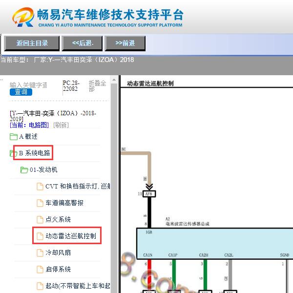 2018年丰田奕泽前巡航控制电路图
