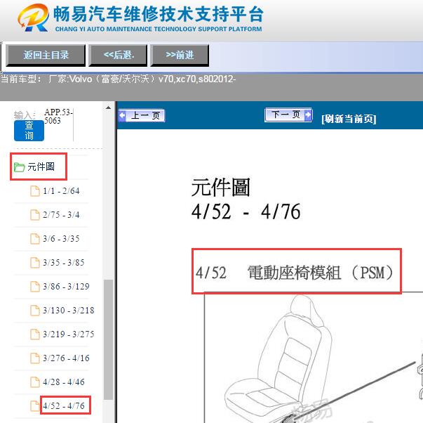 2012年沃尔沃S80座椅调节模块位置