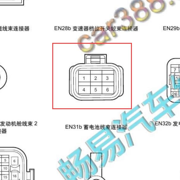 2014年吉利博瑞变速箱档位开关针脚插头