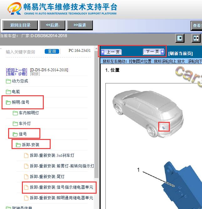 2014-2018年雪铁龙DS6 信号指示器继电单元位置